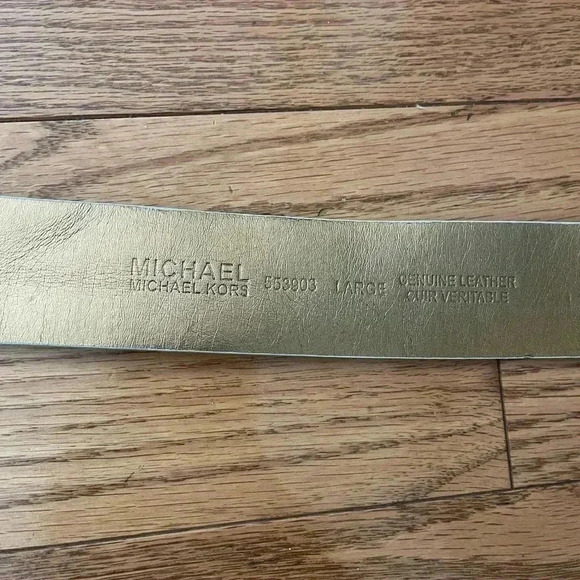 [L]Michael Kors  yellow suede belt with gold buckle in inner gold lined . - Picture 4 of 9